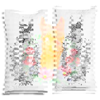 Llama With Leopard Headband Boho Flower Cute Llama Lovers Pillow - Thegiftio