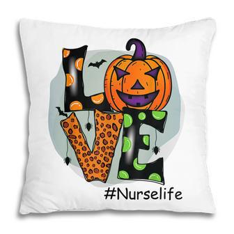 Love Nurse Pumpkin Fall Halloween Thanksgiving Women Men Pillow - Thegiftio UK