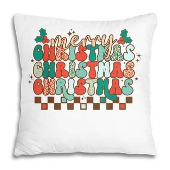 Merry Christmas Santa Hat Lights Family Christmas Groovy Pillow - Thegiftio UK