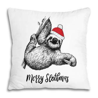 Merry Slothmas Christmas Pajama Santa Hat For Sloth Lovers Pillow - Thegiftio UK
