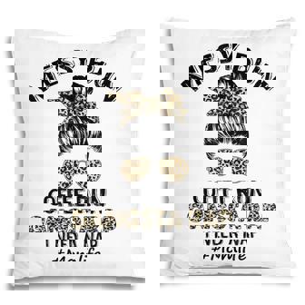 Messy Bun Coffee Run Gangsta Rap Mom Life Hair Leopard Print V2 Pillow - Thegiftio