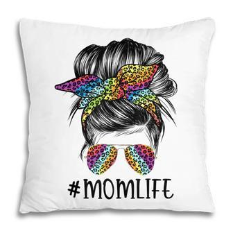 Messy Bun Mom Life Tie Dye Leopard Mothers Day Women Mama Pillow - Thegiftio UK