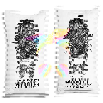 Messy Bun Mom Life Tie Dye Leopard Mothers Day Women Mama Pillow - Thegiftio