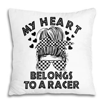 Messy Bun Racing Dirt Track Racing Racers Wife Mother Day Pillow - Thegiftio UK