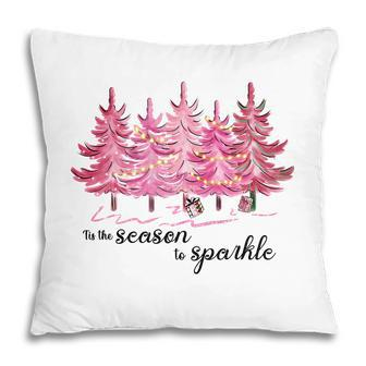 Minimalist Christmas Tree Pink ChristmasTis The Season To Sparkle Pillow | Seseable CA