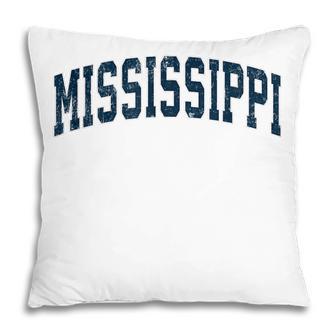 Mississippi Vintage Varsity Sports Navy Text Pillow - Thegiftio UK