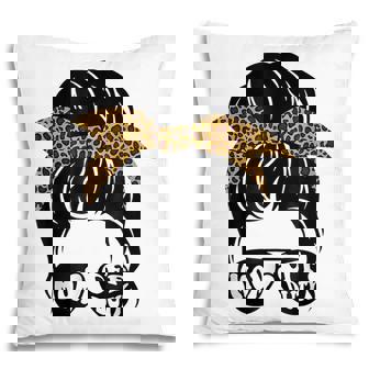 Mom Off Duty Funny Mothers Day Leopard Tie Dye Messy Bun Pillow - Thegiftio