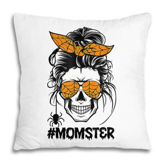 Momster Halloween Costume Skull Mom Messy Hair Bun Monster V6 Pillow - Thegiftio UK