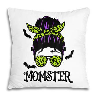 Momster Womens Halloween Messy Bun Mom Ster V3 Pillow - Thegiftio UK