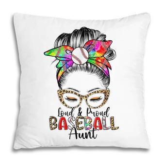 Mothers Day Loud & Proud Baseball Aunt Messy Bun Leopard Pillow - Thegiftio UK