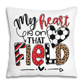 My Heart Is On That Field Soccer Red Leopard Soccer Mom V2 Pillow - Thegiftio UK