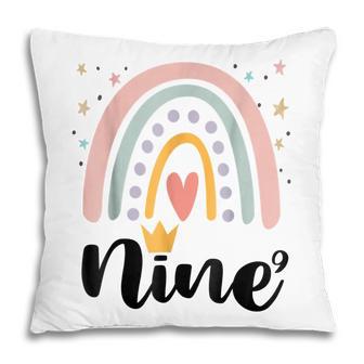Nine Year Birthday Rainbow Party Family 9 Year Old V2 Pillow - Thegiftio UK