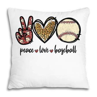Peace Love Baseball Mom Leopard Print Cheetah Pattern Cute Pillow - Thegiftio UK