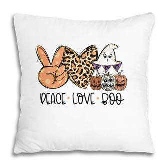 Peace Love Boo Leopard Heart Boo Crew Halloween Pillow | Seseable UK