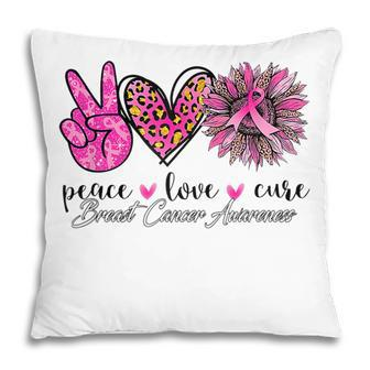 Peace Love Cure Pink Sunflower Leopard Heart Breast Cancer Pillow - Thegiftio UK