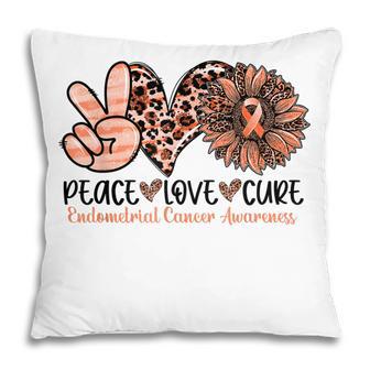 Peace Love Cure Sunflower Peach Ribbon Endometrial Cancer Pillow - Thegiftio UK