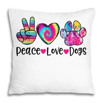 Peace Love Dogs Tie Dye Dog Paw Dog Mom Mothers Day Pillow - Thegiftio UK