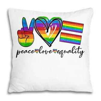 Peace Love Equality Lgbtq Rainbow Flag Gay Pride Ally Pillow - Thegiftio UK