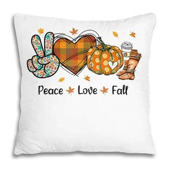 Peace Love Fall Autumn Season Pumpkin Halloween Coffee Lover  Pillow