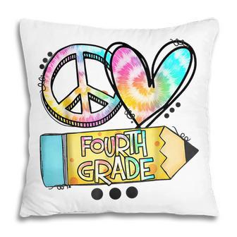 Peace Love Fourth Grade Funny Tie Dye Student Teacher Pillow - Thegiftio UK