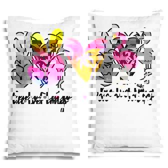 Peace Love Summer Flamingos Retro Vacation Pillow - Thegiftio UK