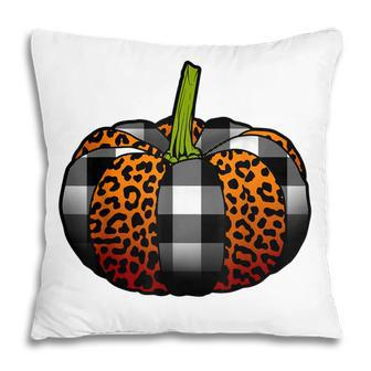 Plaid Pumpkin Leopard Buffalo Check Pumpkin Fall Halloween Pillow | Seseable UK