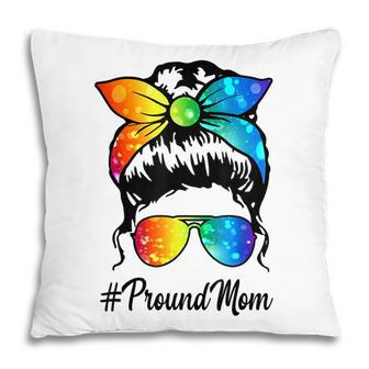 Proud Mom Lgbt Gay Pride Messy Bun Support Lgbtq Parade Pillow - Thegiftio UK
