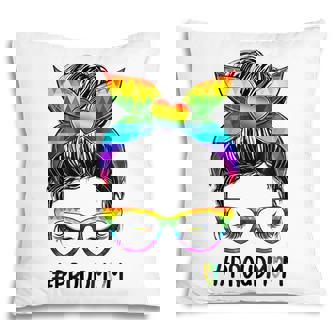 Proud Mom Messy Bun Rainbow Lgbt Mom Lgbt Gay Pride Lgbtq T Pillow - Thegiftio UK