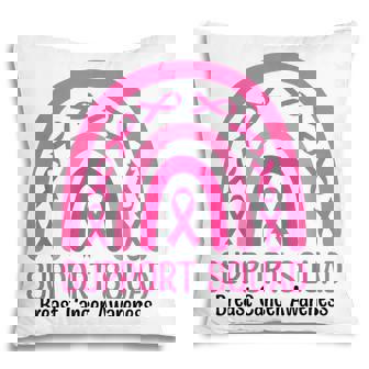 Rainbow Support Squad Breast Cancer Awareness Pink Ribbon Pillow - Thegiftio