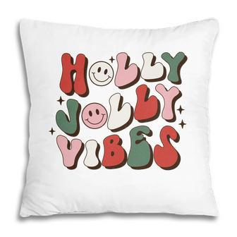 Retro Christmas Holly Jolly Vibes Pillow - Seseable
