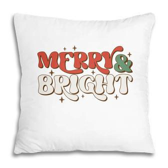 Retro Christmas Merry And Bright Pillow - Seseable