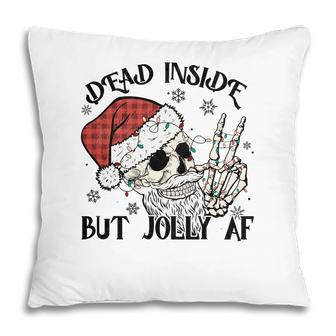 Retro Christmas Skeleton Christmas Dead Inside Pillow - Seseable