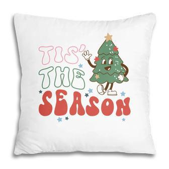 Retro Christmas Tis The Season Vintage Christmas Tree Pillow - Seseable