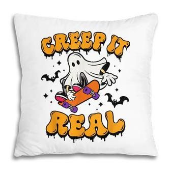 Retro Creep It Real Halloween Ghost Funny Spooky Season Pillow - Thegiftio UK