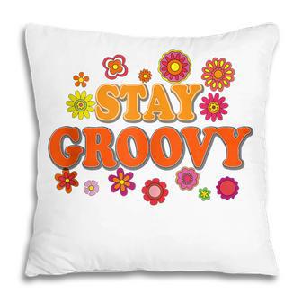 Retro Daisy Hippie Stay Groovy Positive Mind Happy Life Pillow - Thegiftio UK