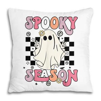 Retro Hippie Halloween Cute Ghost Spooky Season Women Kids Pillow - Thegiftio UK