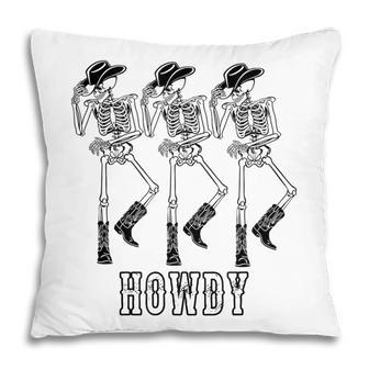 Retro Howdy Skeleton Cowgirl Dancing Cowboy Boots Horse Pillow - Thegiftio UK