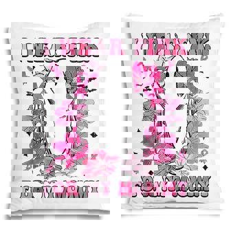 Retro I Wear Pink For My Mommy Ghost Breast Cancer Halloween Pillow - Thegiftio