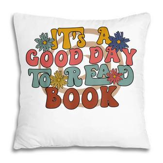 Retro Its A Good Day To Read Book Groovy Hippie Daisy Pillow - Thegiftio UK