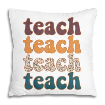 Retro Leopard Teach For Teacher Elementary School Pillow - Thegiftio UK