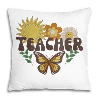 Retro Sunshine Teacher Flower Butterfly Pillow - Thegiftio UK
