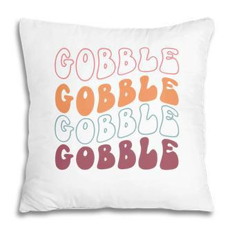 Retro Thanksgiving Gobble Gobble Gobble Pillow - Seseable