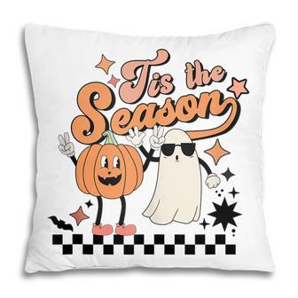 Retro Tis The Season Pumpkin And Ghost Halloween Party Pillow - Thegiftio UK