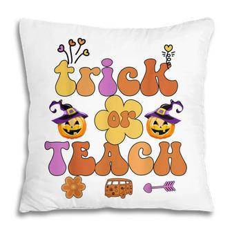 Retro Trick Or Teach Ghost Teacher Halloween Costume Womens V21 Pillow - Thegiftio UK