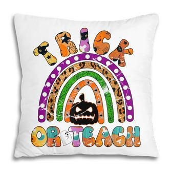 Retro Trick Or Teach Ghost Teacher Halloween Costume Womens V22 Pillow - Thegiftio UK