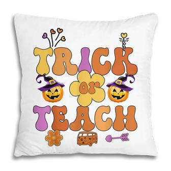 Retro Trick Or Teach Ghost Teacher Halloween Costume Womens V23 Pillow - Thegiftio UK