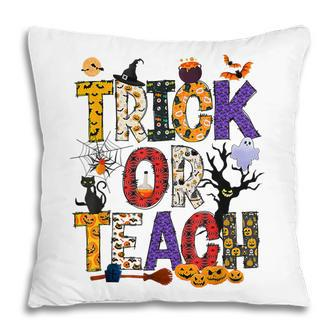 Retro Trick Or Teach Teacher Halloween Costume Men Women V3 Pillow - Thegiftio UK