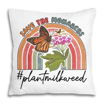 Save The Monarchs Plant More Milkweed Flower Retro Butterfly Pillow - Thegiftio UK