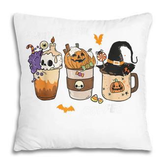 Scary Til I Get Coffee Halloween Ghost Pumpkin Skull Pillow - Thegiftio UK