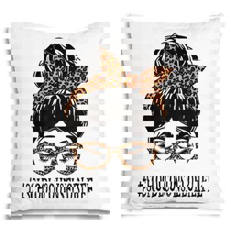 School Counselor Leopard Messy Bun Women Back To School Pillow - Thegiftio